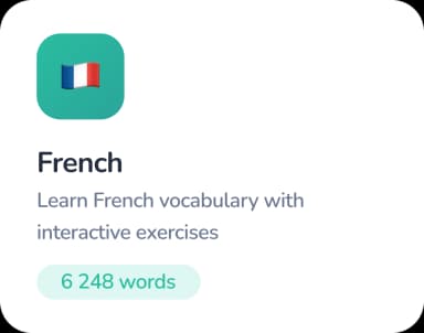 French vocabulary card